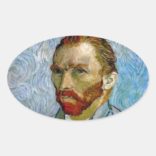 Van Gogh Self Portrait Ovale Sticker (Voorkant)