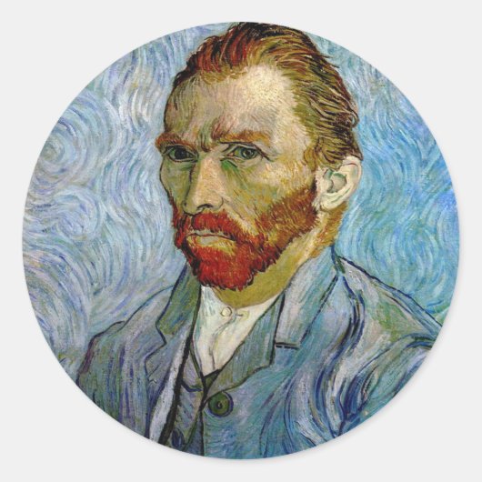 Van Gogh Self Portrait Ronde Sticker (Voorkant)