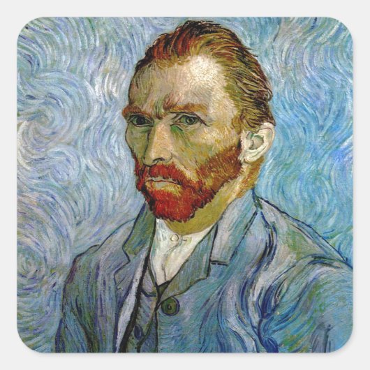 Van Gogh Self Portrait Vierkante Sticker (Voorkant)