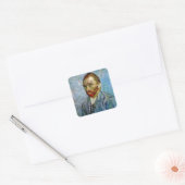 Van Gogh Self Portrait Vierkante Sticker (Envelop)