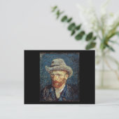 Van Gogh Self-Portret met grijs smelt Pet Briefkaart (Staand voorkant)