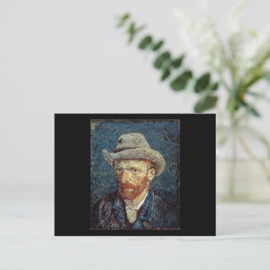 Van Gogh Self-Portret met grijs smelt Pet Briefkaart (Staand voorkant)