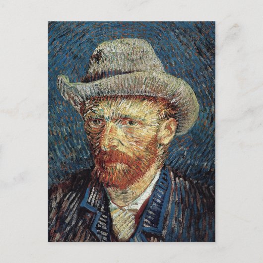 Van Gogh Self-Portret met grijs smelt Pet Briefkaart (Voorkant)