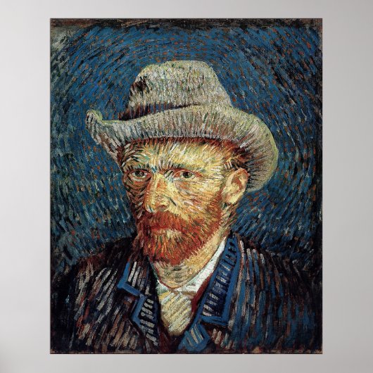 Van Gogh Self-Portret met grijs smelt Pet Poster (Voorkant)