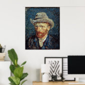 Van Gogh Self-Portret met grijs smelt Pet Poster (Thuiskantoor)