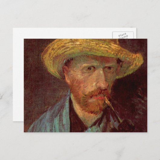 Van Gogh Self Portret met Pet en pijp Briefkaart (Voorkant / Achterkant)