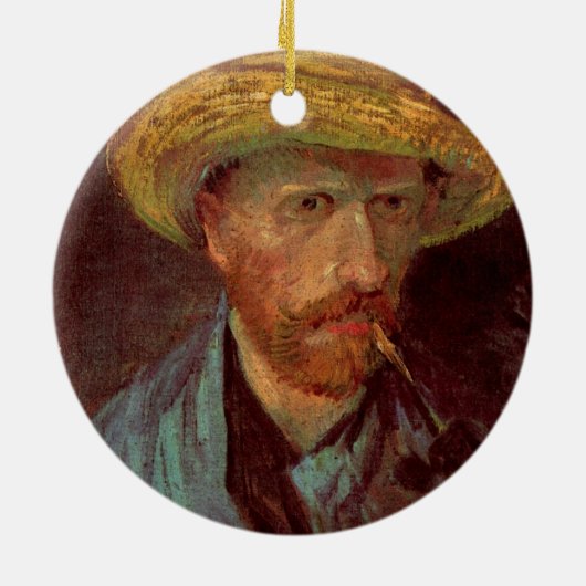 Van Gogh Self Portret met Pet en pijp Keramisch Ornament (Achterkant)