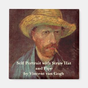 Van Gogh Self Portret met Pet en pijp Magneet