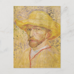 van Gogh - Self Portret with Straw Pet (1887) Briefkaart