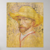 van Gogh - Self Portret with Straw Pet (1887) Poster (Voorkant)
