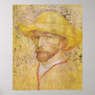 van Gogh - Self Portret with Straw Pet (1887) Poster