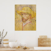 van Gogh - Self Portret with Straw Pet (1887) Poster (Keuken)