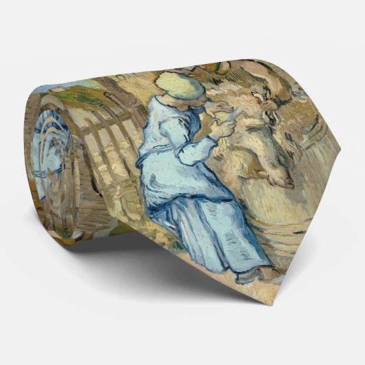 Van Gogh Sheep Shearer na Millet Stropdas (Opgerold)