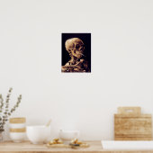 Van Gogh Skull met brandende sigaretten Poster (Keuken)