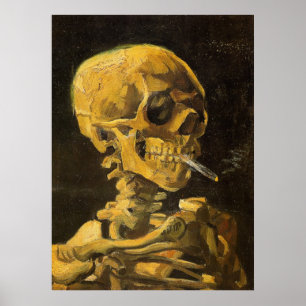 Van Gogh Skull met brandende sigaretten Poster
