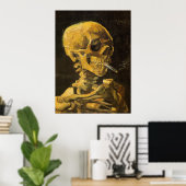 Van Gogh Skull met brandende sigaretten Poster (Thuiskantoor)