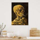 Van Gogh Skull met brandende sigaretten Poster (Keuken)