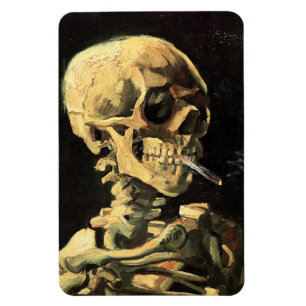 Van Gogh Skull met Burning Cigarette Magnet Magneet