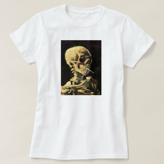 Van Gogh Skull met Burning Cigarette T-shirt (Design voorkant)