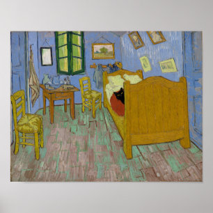 Van Gogh Slaapkamer in Arles met een zwarte kat Poster