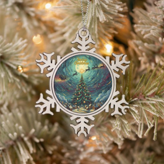 Van Gogh Snowflake Christmas Ornament Pewter (Boom)