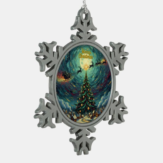 Van Gogh Snowflake Christmas Ornament Pewter (Links)