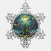 Van Gogh Snowflake Christmas Ornament Pewter (Voorkant)