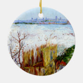 Van Gogh-Snowy Landscape with Arles in Background Keramisch Ornament (Achterkant)