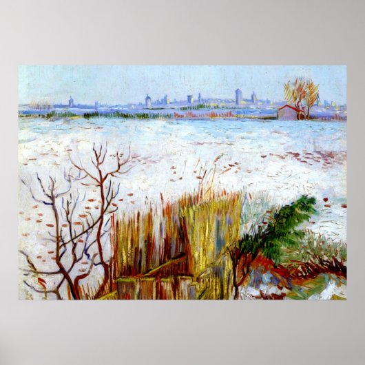 Van Gogh-Snowy Landscape with Arles in Background Poster (Voorkant)