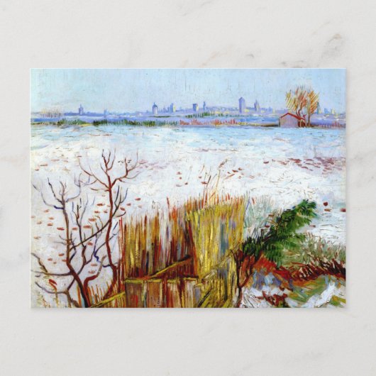 Van Gogh-Snowy Landschap met Arles in Achtergrond Briefkaart (Voorkant)