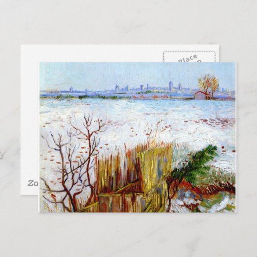 Van Gogh-Snowy Landschap met Arles in Achtergrond Briefkaart (Voorkant / Achterkant)