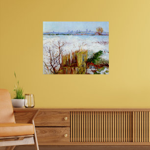 Van Gogh-Snowy Landschap met Arles in Achtergrond Poster