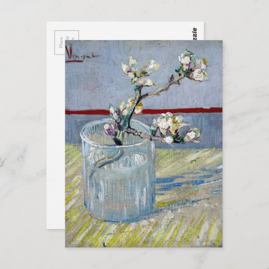 van Gogh Spring Flowering Almond in een glas Briefkaart (Voorkant / Achterkant)