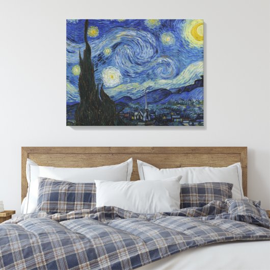 Van Gogh, Starry Nigh Canvas Afdruk (Insitu (Slaapkamer))