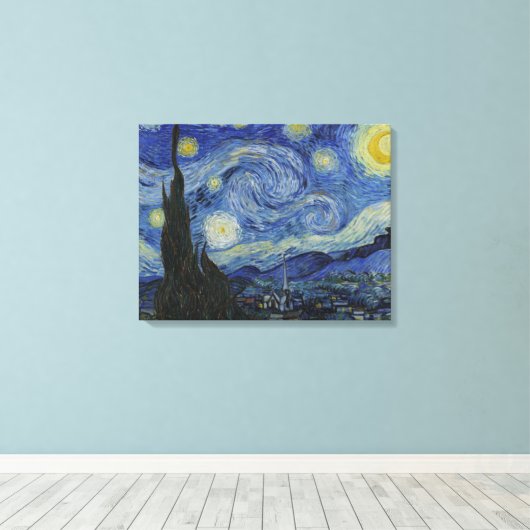 Van Gogh, Starry Nigh Canvas Afdruk (Insitu (Houten vloer))