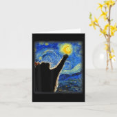 Van Gogh Starry Night Cat - Clic Fit, Cat Lover_mo Kaart (Gele Bloem)