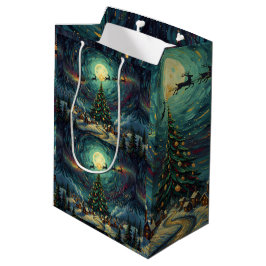 Van Gogh 'Starry Night' Christmas Gift Bag Medium Cadeauzakje