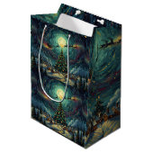 Van Gogh 'Starry Night' Christmas Gift Bag Medium Cadeauzakje (Voorkant Gekanteld)