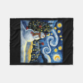 Van Gogh Starry Night Christmas Snowman Winter Sno Fleece Deken (Voorkant (Horizontaal))
