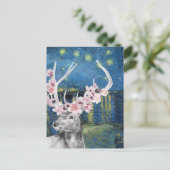 Van Gogh Starry Night en Flower Herten Compilatie Briefkaart (Staand voorkant)