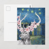 Van Gogh Starry Night en Flower Herten Compilatie Briefkaart (Voorkant / Achterkant)