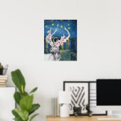 Van Gogh Starry Night en Flower Herten Compilatie Poster (Thuiskantoor)