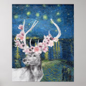 Van Gogh Starry Night en Flower Herten Compilatie Poster (Voorkant)