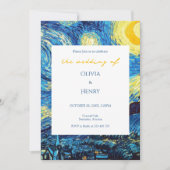 Van Gogh Starry Night Foto QR Code Trouwkaart Kaart (Voorkant)