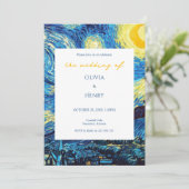Van Gogh Starry Night Foto QR Code Trouwkaart Kaart (Staand voorkant)