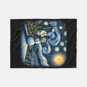 Van Gogh Starry Night Kerstmis Sneeuwman Winter Sn Fleece Deken (Voorkant (Horizontaal))