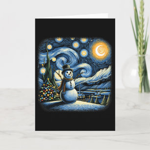Van Gogh Starry Night Kerstmis Sneeuwman Winter Sn Kaart