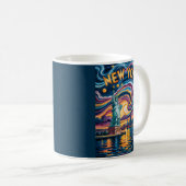 Van Gogh Starry Night New York Liberty Skyline Art Koffiemok (Voorkant rechts)