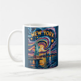 Van Gogh Starry Night New York Liberty Skyline Art Koffiemok