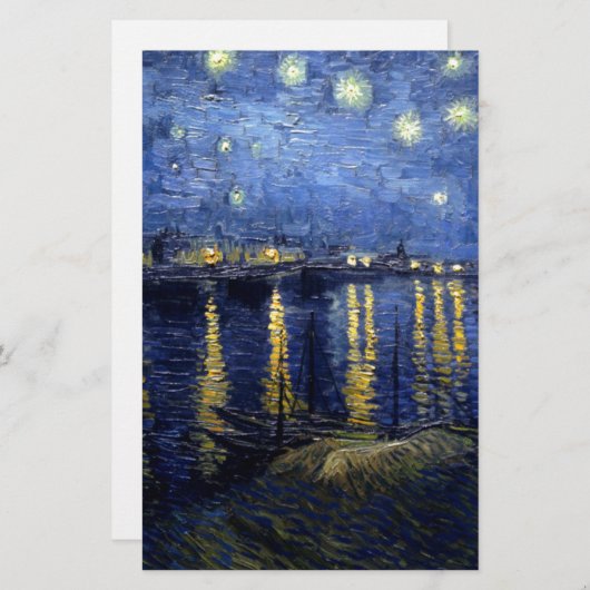 Van Gogh Starry Night Over Rhone Briefpapier (Voorkant / Achterkant)